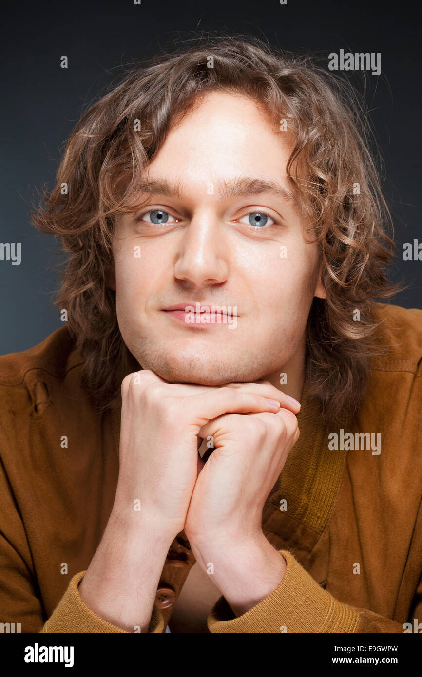 Portrait of a Young Man with Brown Hair. Stock Photo