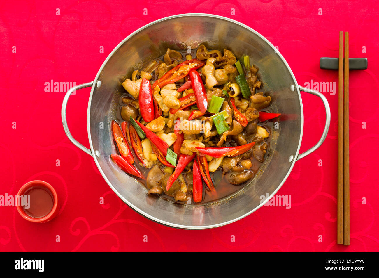 Chinese cuisine griddle pork intestines Stock Photo Alamy