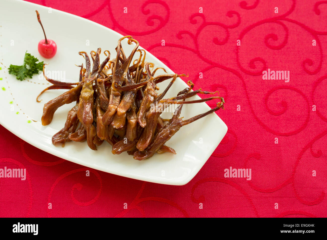 Chinese cuisine braised duck tongues Stock Photo Alamy