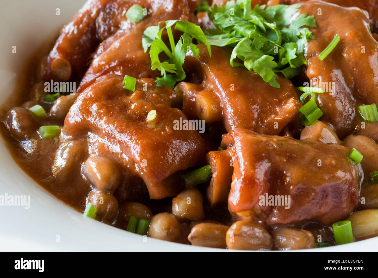 Chinese cuisine braised Dongpo pork hock with brown sauce Stock Photo