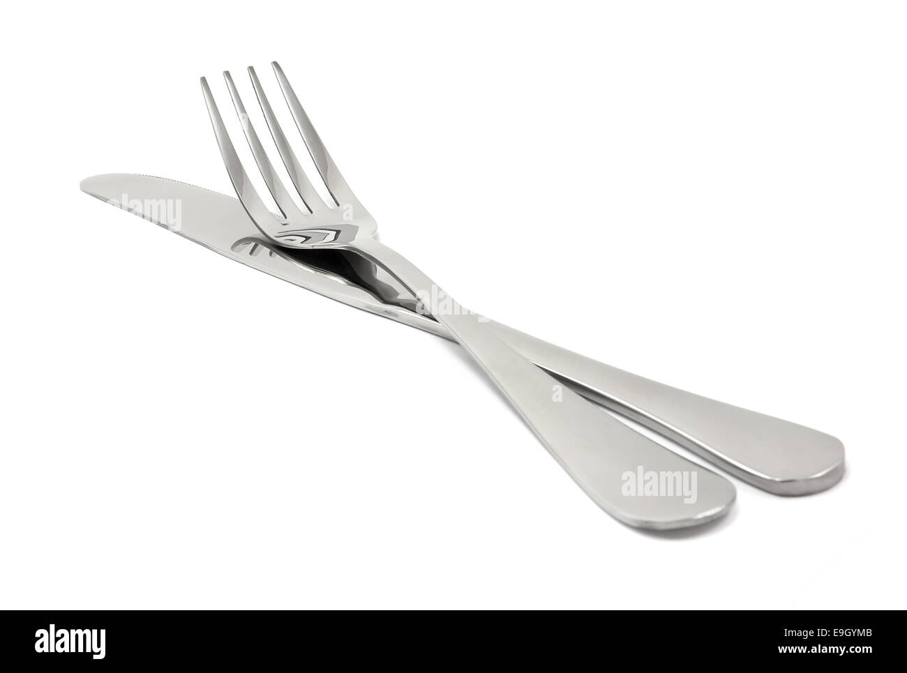 Knife and fork on a white background Stock Photo