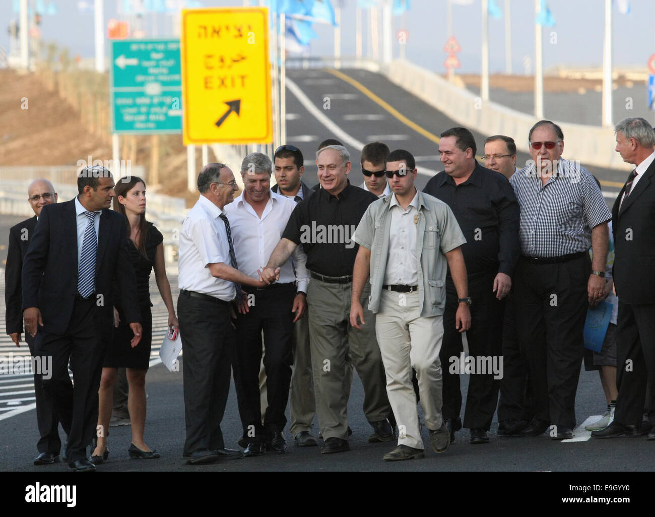 Israeli Prime Minister Benjamin (Bibi) Netanyahu (also Binyamin Netanyahu, born 21 October 1949) at a cutting of a ribbon ceremo Stock Photo