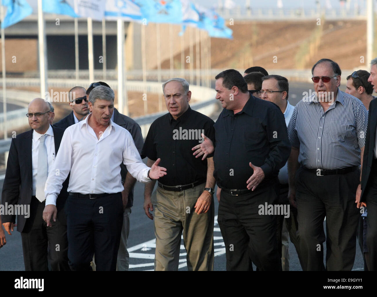 Israeli Prime Minister Benjamin (Bibi) Netanyahu (also Binyamin Netanyahu, born 21 October 1949) at a cutting of a ribbon ceremo Stock Photo