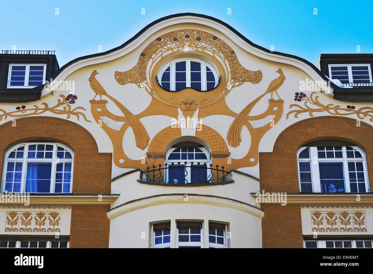Art Nouveau façade, Jacques Lasserre, Bogenhausen, Munich, Upper Bavaria, Bavaria, Germany Stock Photo