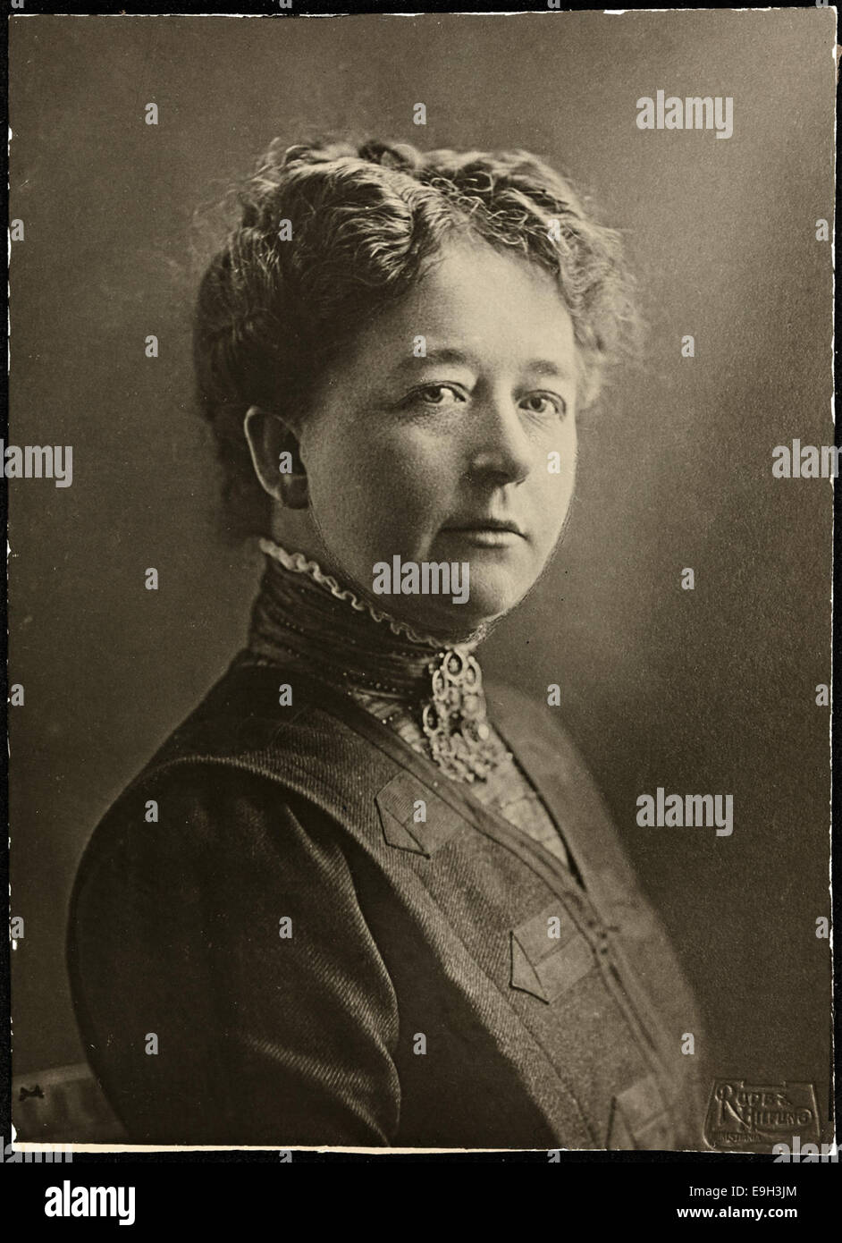 A portrait of Kristine Bonnevie, a pioneering Norwegian scientist and academic, captured in a formal setting. Bonnevie was known for her significant contributions to genetics and biology, making her a key figure in the scientific community. Stock Photo