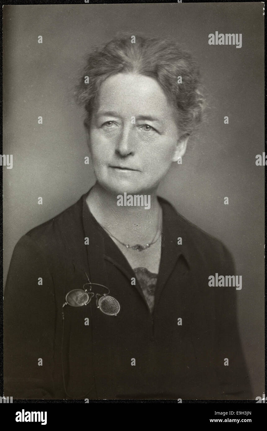 This is a portrait of Kristine Bonnevie, one of Norway's pioneering scientists. Known for her contributions to biology and genetics, Bonnevie is depicted in this photograph, celebrating her academic achievements as a leading female scientist. Stock Photo