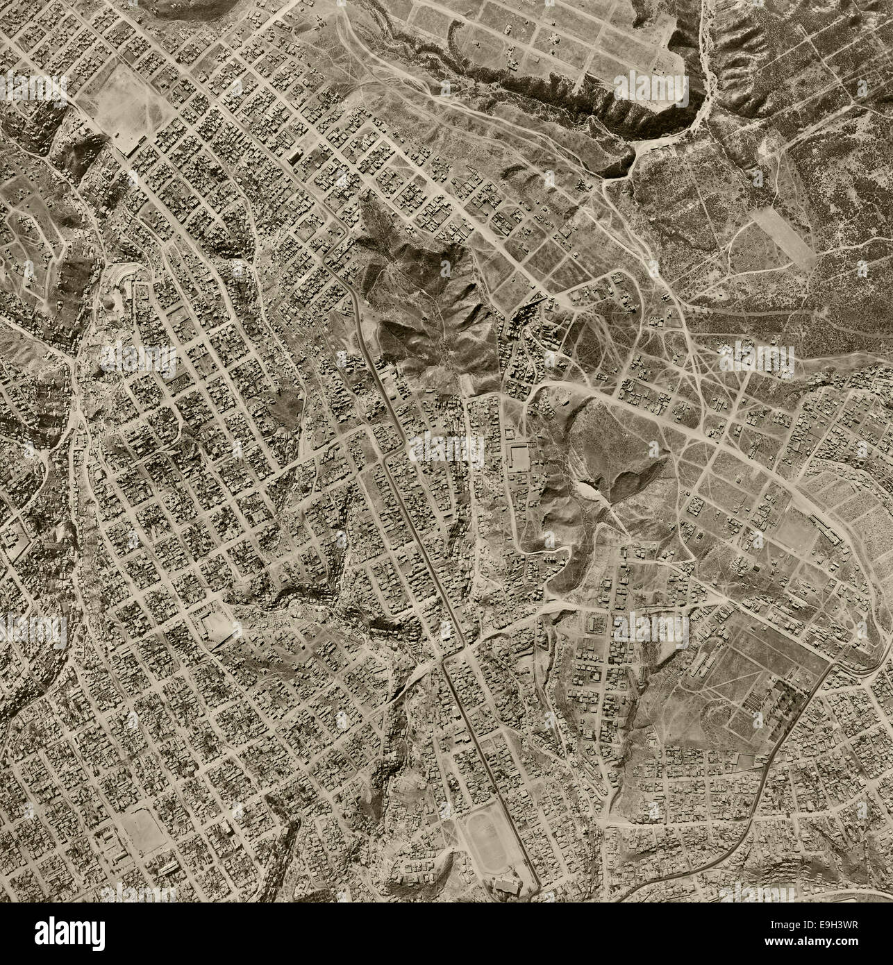 historical aerial photograph Tijuana, Baja, Mexico, 1962 Stock Photo