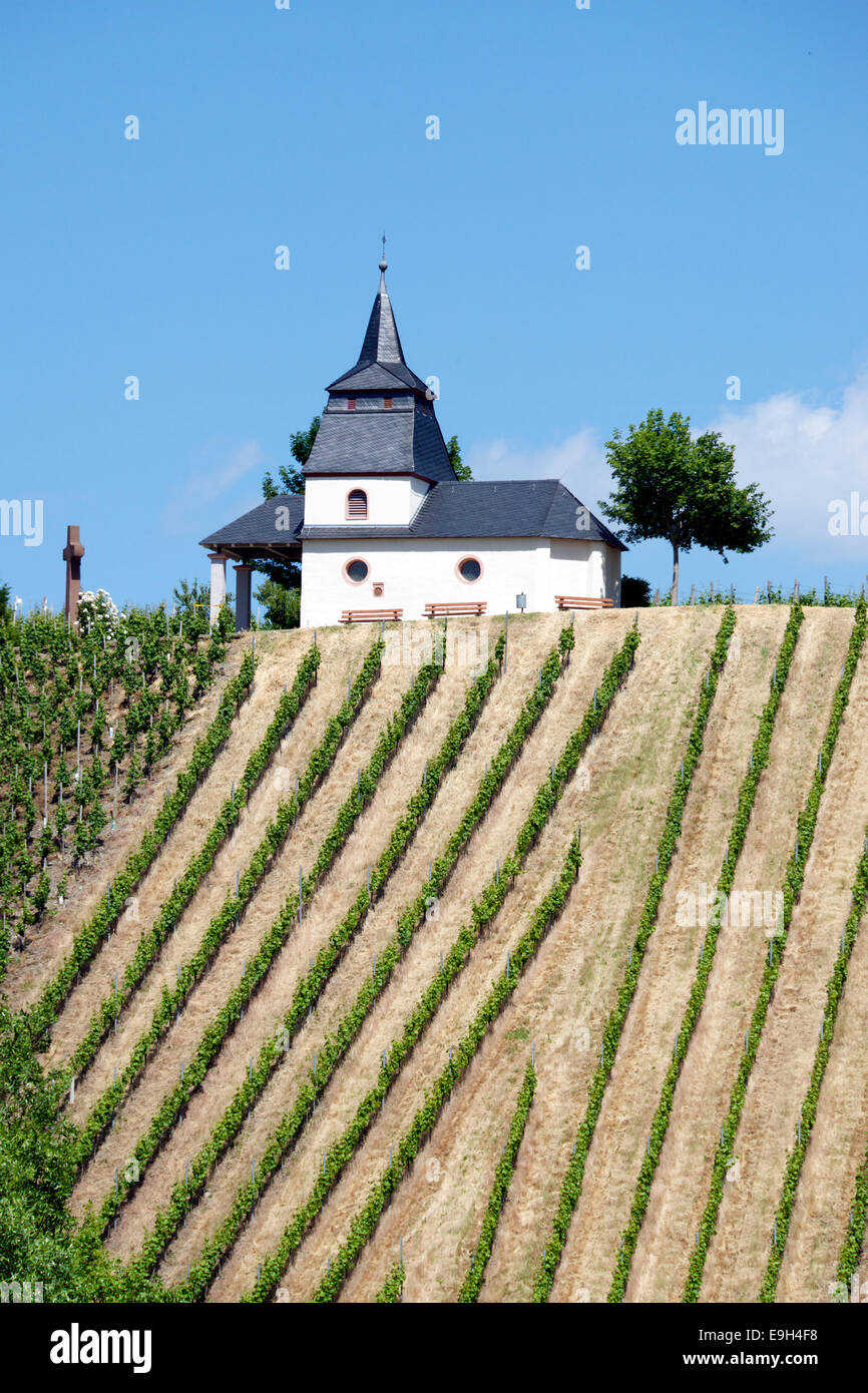 Saint Lawrence Chapel Trittenheim and winery Moselle Valley Germany Stock Photo