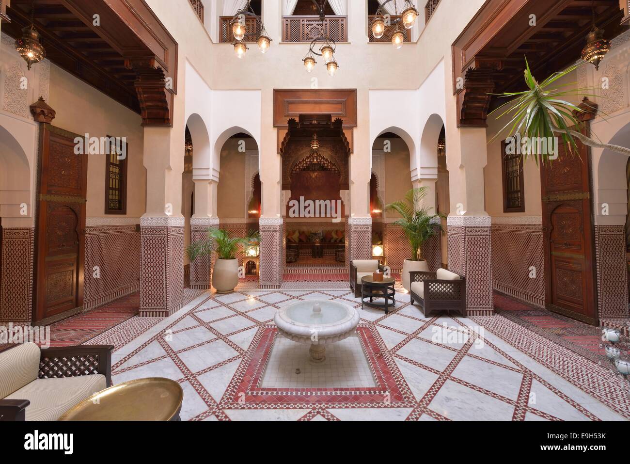Lobby of the Royal Mansour Hotel, Marrakech, Marrakesh-Tensift-El Haouz region, Morocco Stock Photo