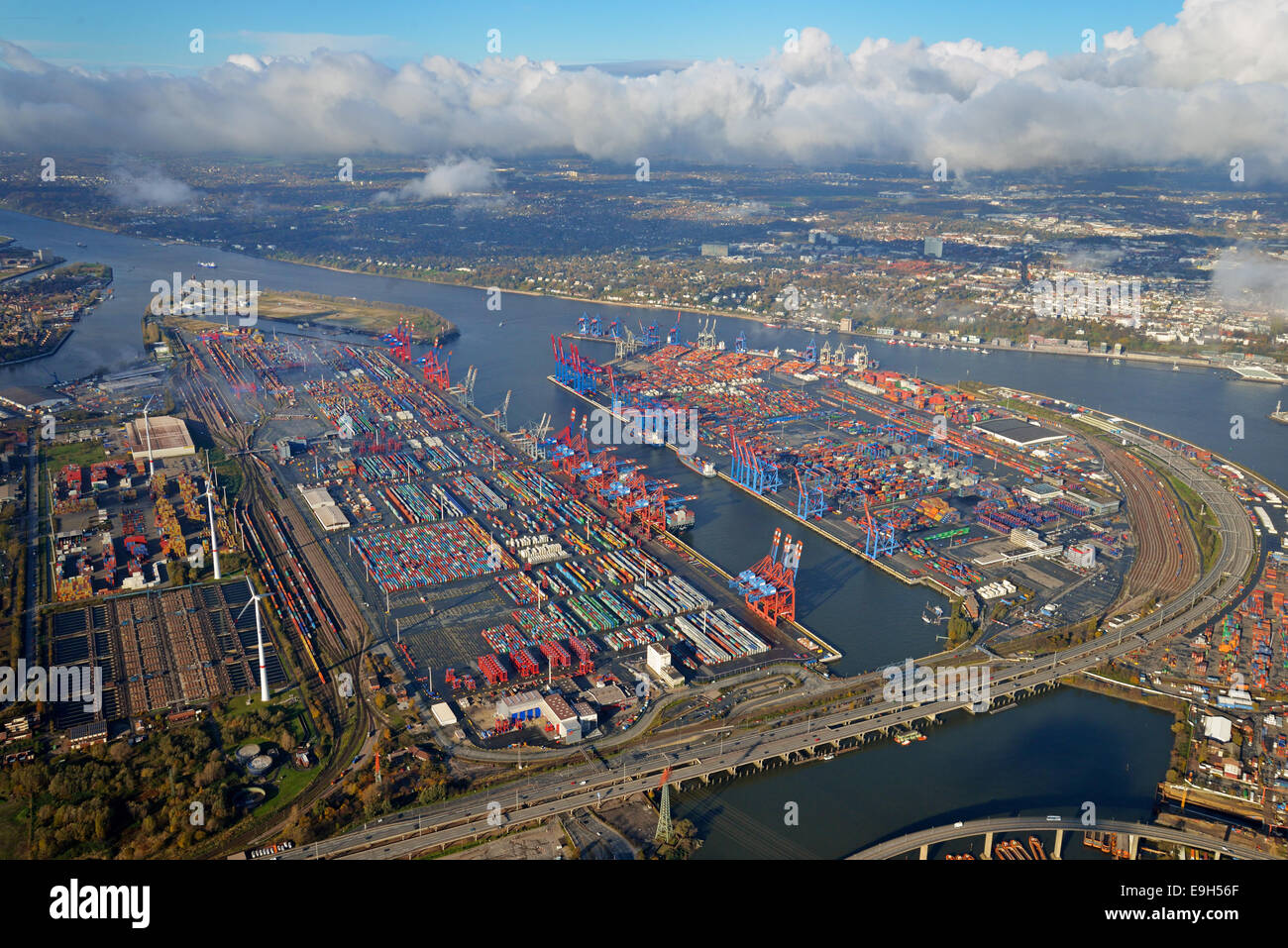 Eurogate container terminal and Burchardkai container terminal, Hamburg, Germany Stock Photo