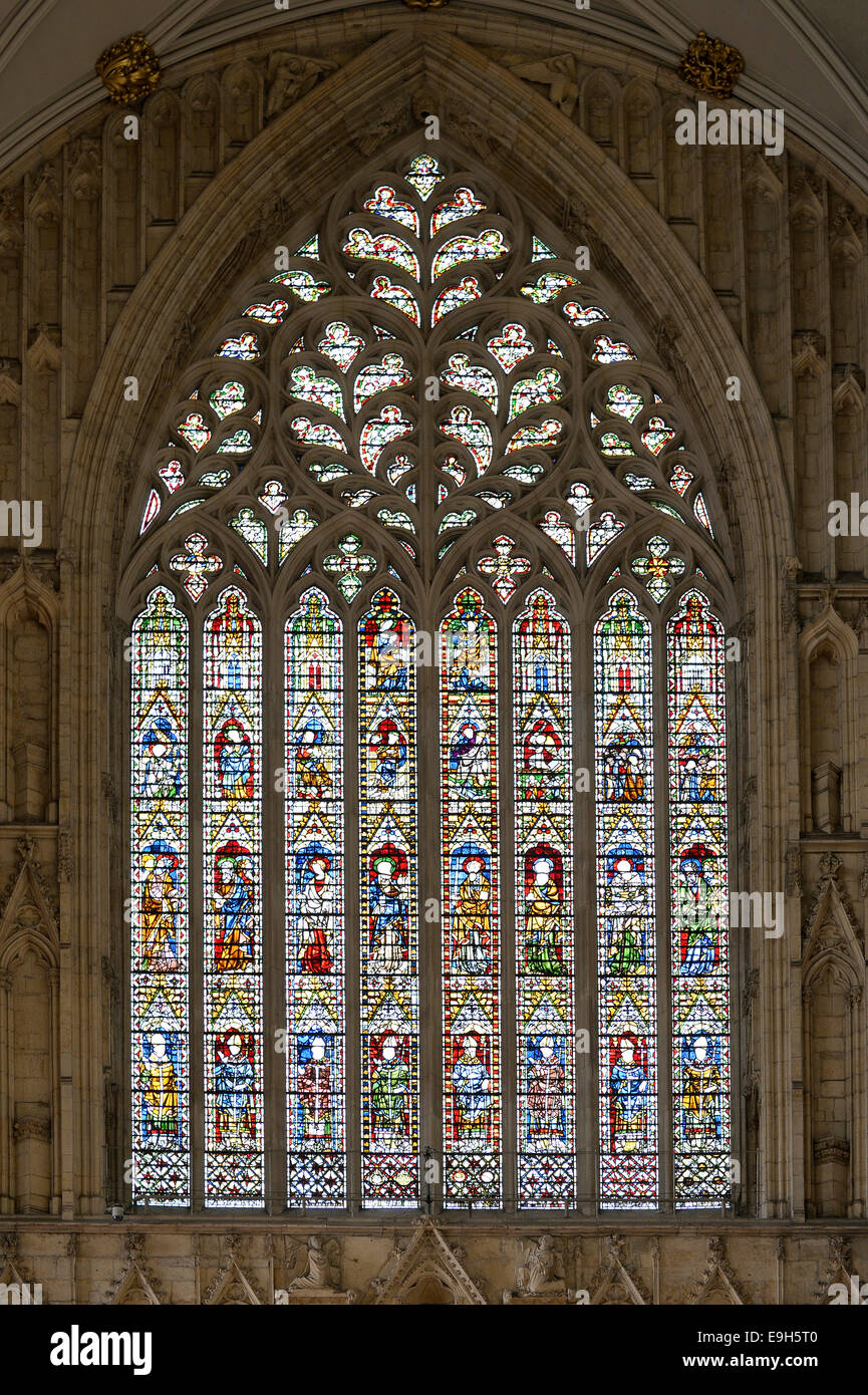 West Window, York Minster, York, North Yorkshire, England, United Kingdom Stock Photo