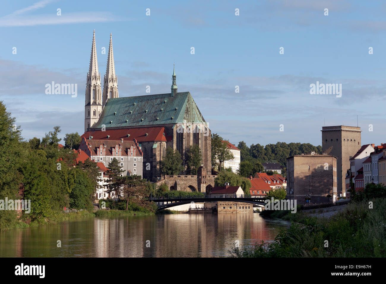 Parish Church of St. Peter and Paul on the Neisse River, Görlitz, Saxony, Germany Stock Photo