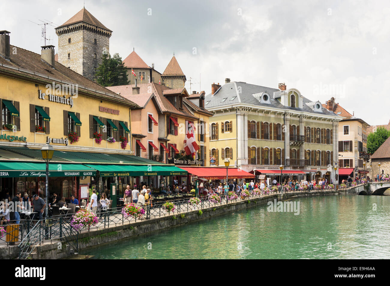 Waterside restaurants in Annecy old town, HauteSavoie, France, Europe Stock Photo Alamy