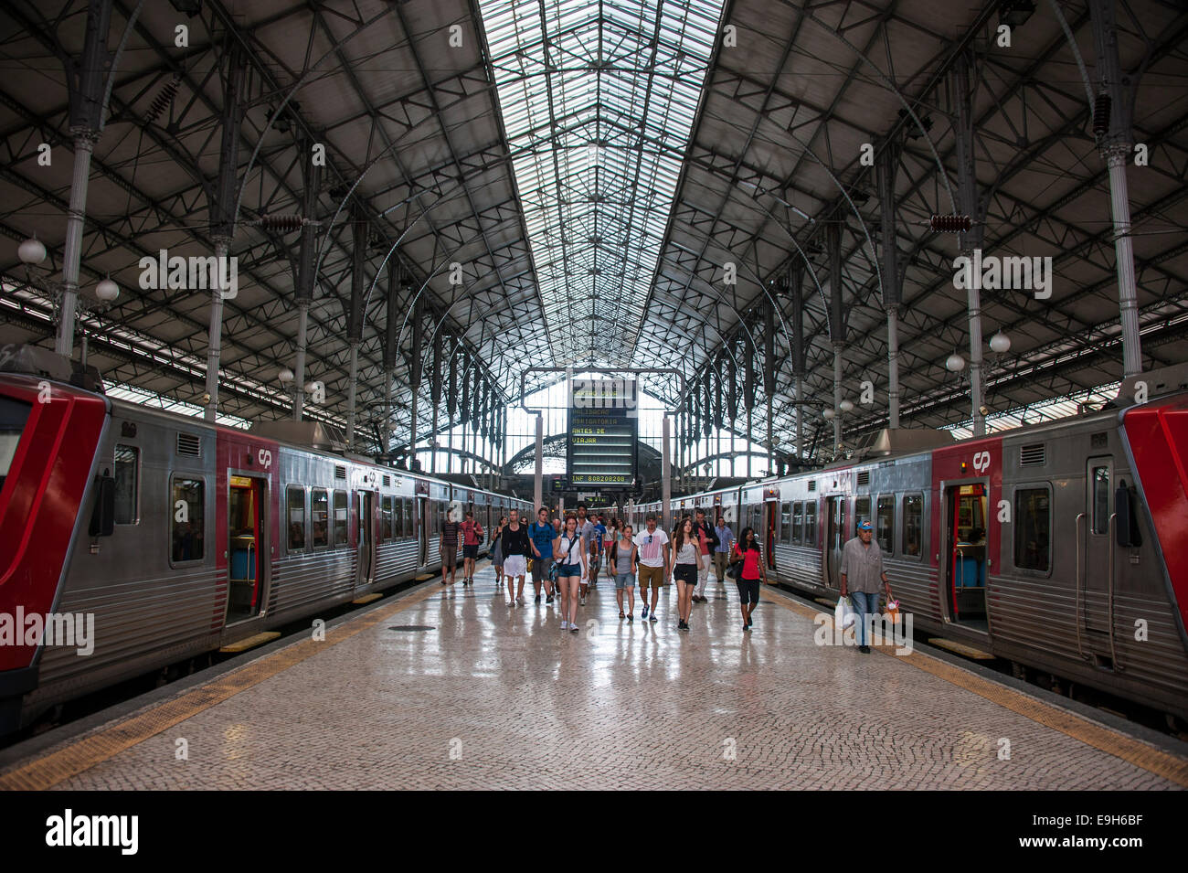 Platform, Rossio Railway Station, Lisbon, Lisbon District, Portugal Stock Photo
