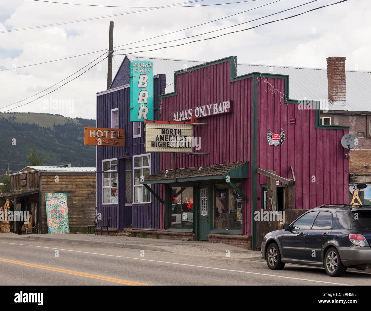 Bar, cafe and hotel in Alma, Colorado, USA - the highest town in North America Stock Photo