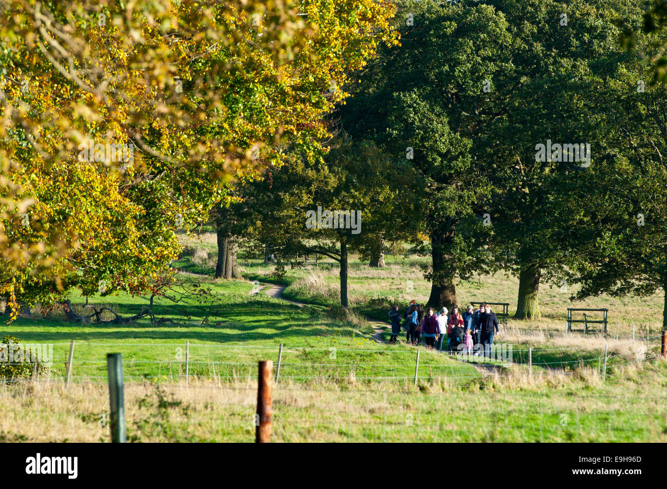 large family group on country walk Stock Photo