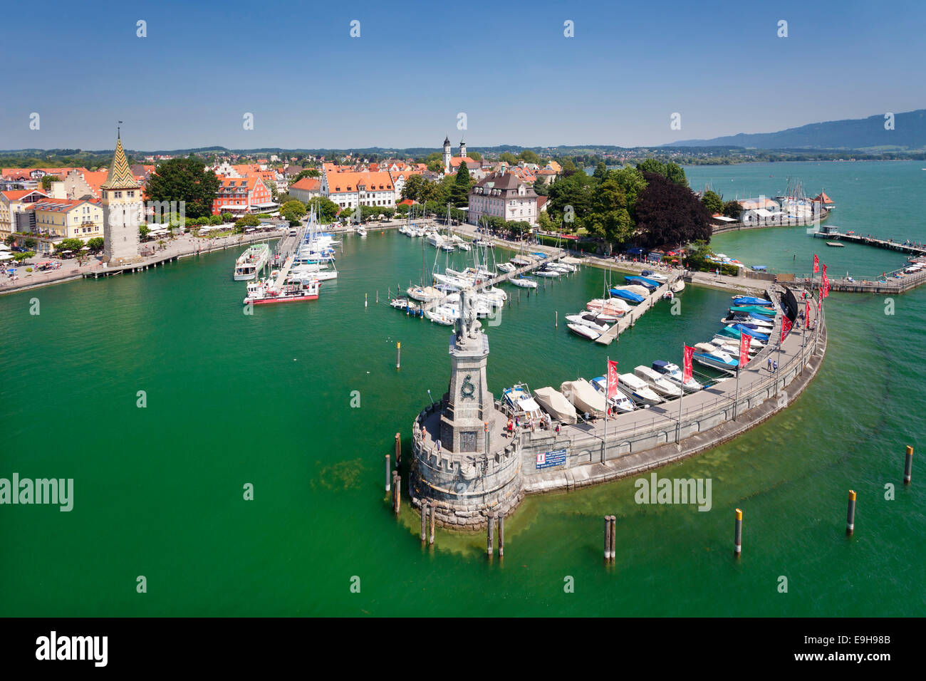 Harbour of Lindau, Lake Constance, Bavaria, Germany Stock Photo