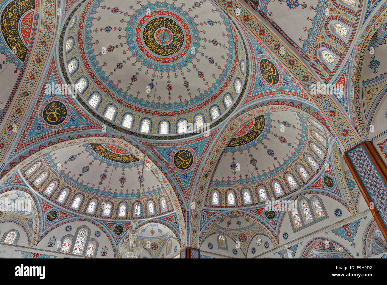 Ceiling paintings, Merkez Kulliye Mosque, Manavgat, Antalya Province, Turkey Stock Photo