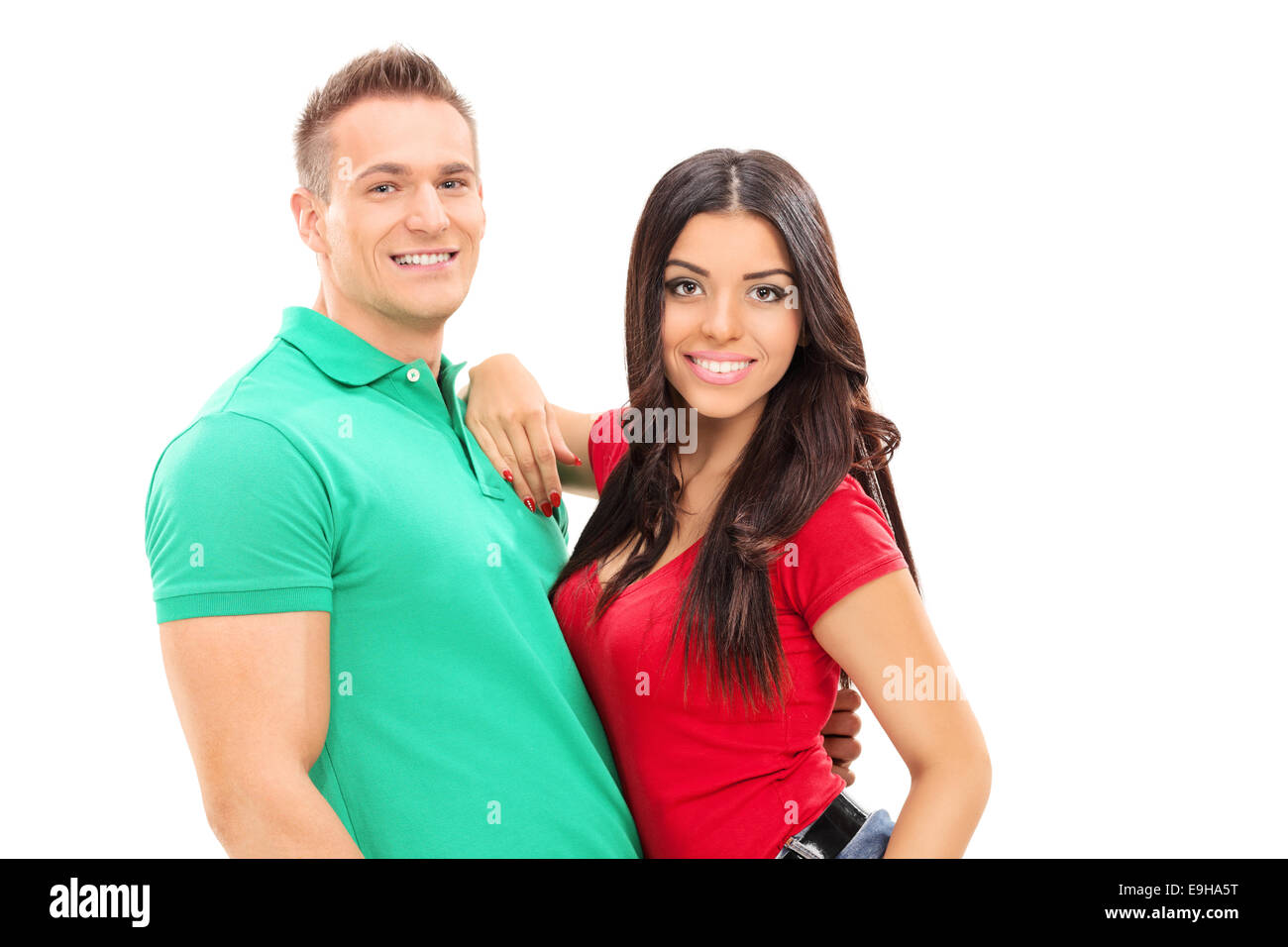 Young couple posing isolated on white background Stock Photo - Alamy