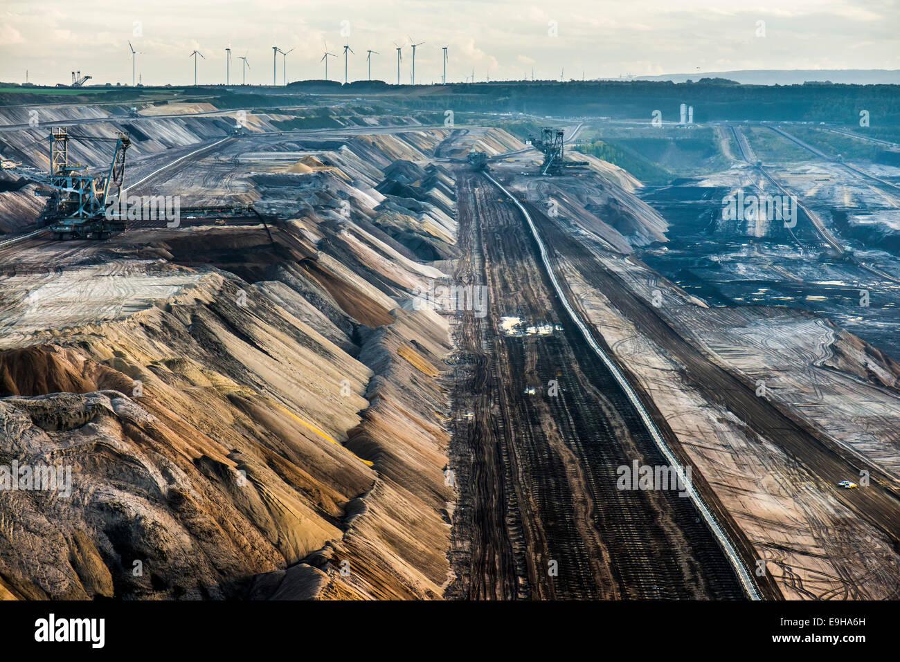 Garzweiler II mining area, open-cast lignite mine, Garzweiler, Juechen, North Rhine-Westphalia, Germany Stock Photo