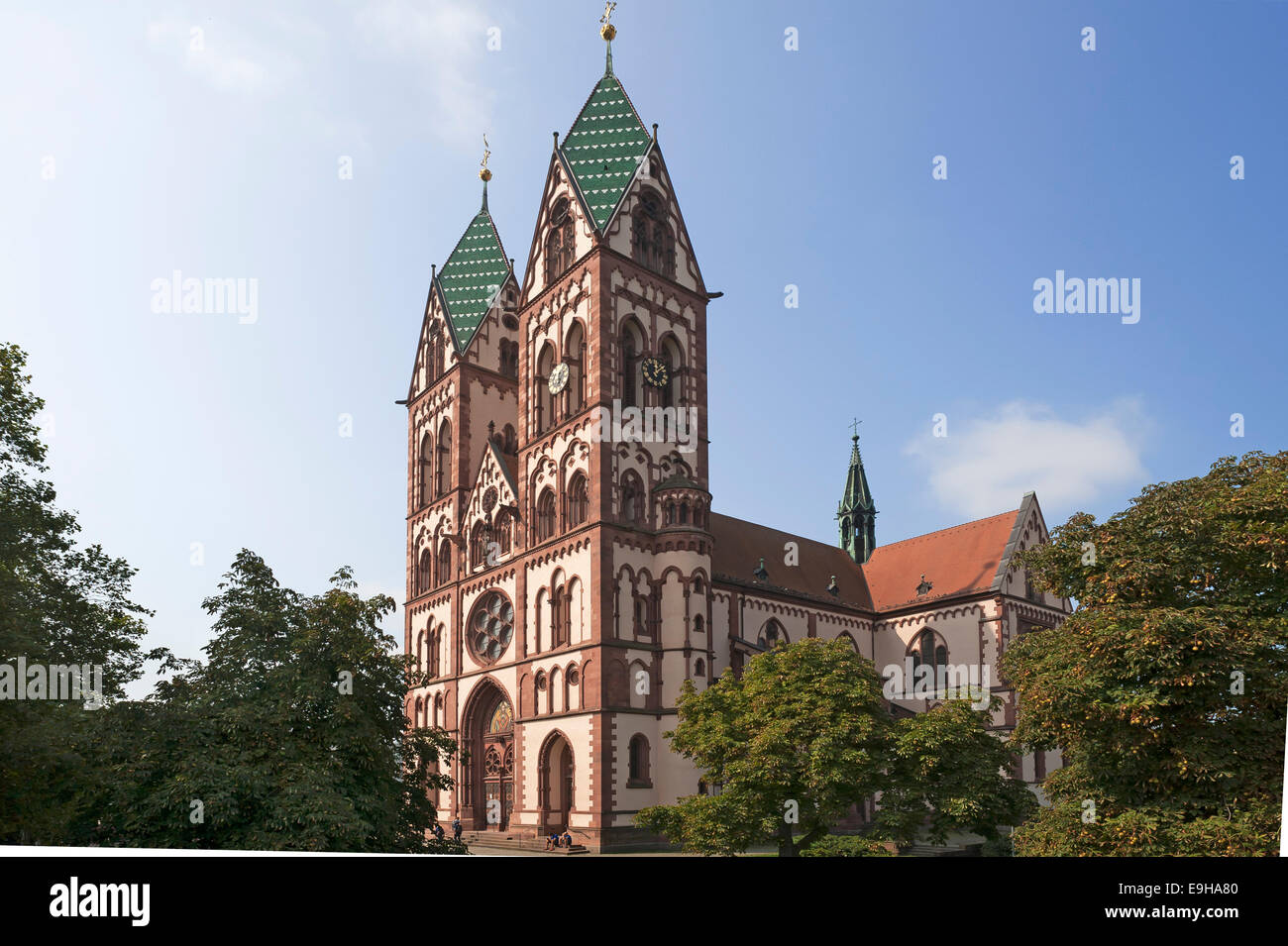 Herz Jesu-Kirche, or Sacred Heart Church, built in the style of Historicism, consecrated in 1897, Freiburg, Baden-Württemberg Stock Photo