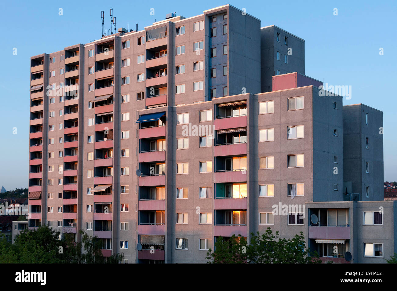 Residential high-rise building, block of flats, Fulda, Hesse, Germany Stock Photo