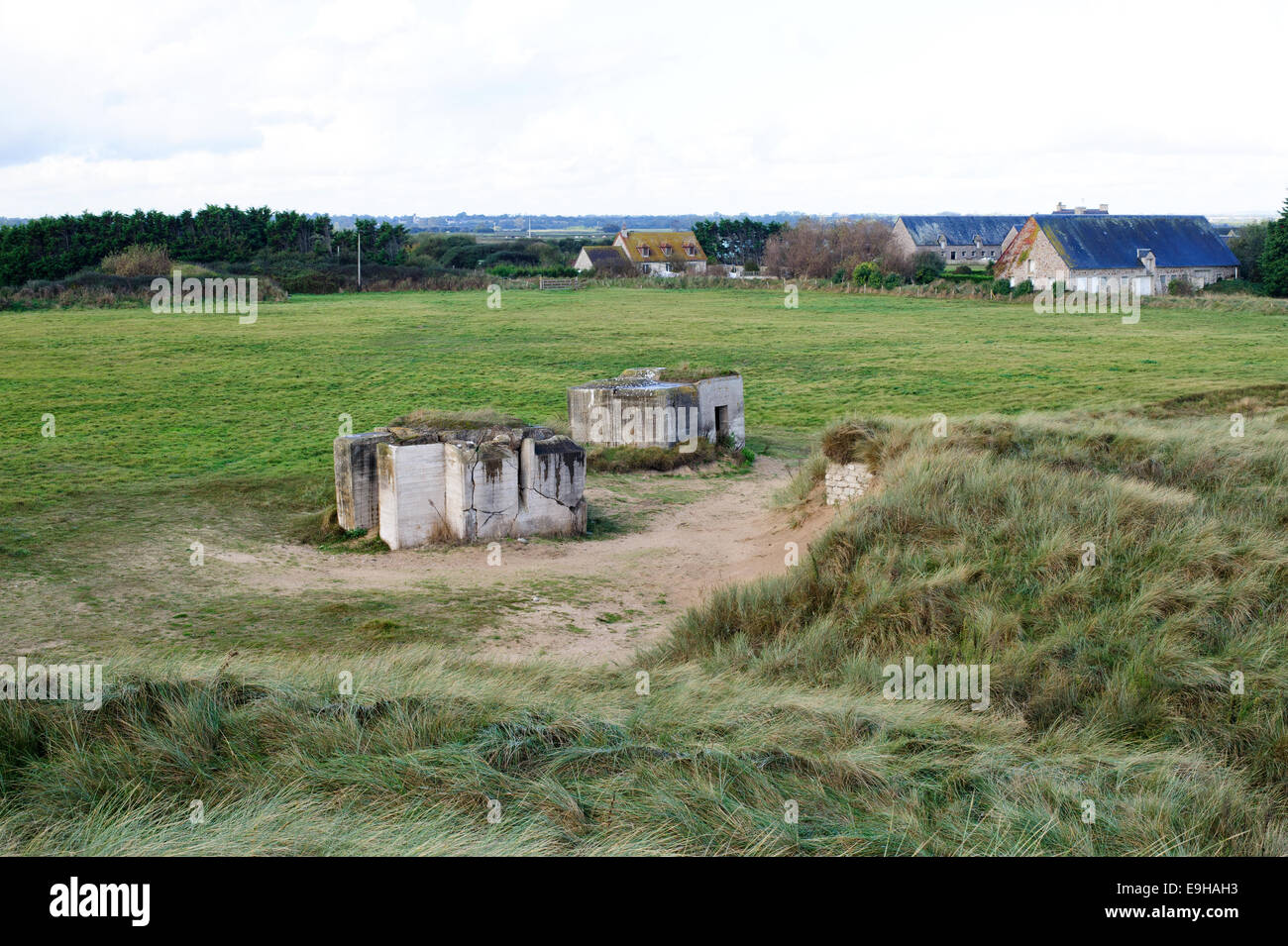 Germany bunker WW2 ,Utah Beach is one of the five Landing beaches in the Normandy landings on 6 June 1944, during World War II. D-Day Stock Photo