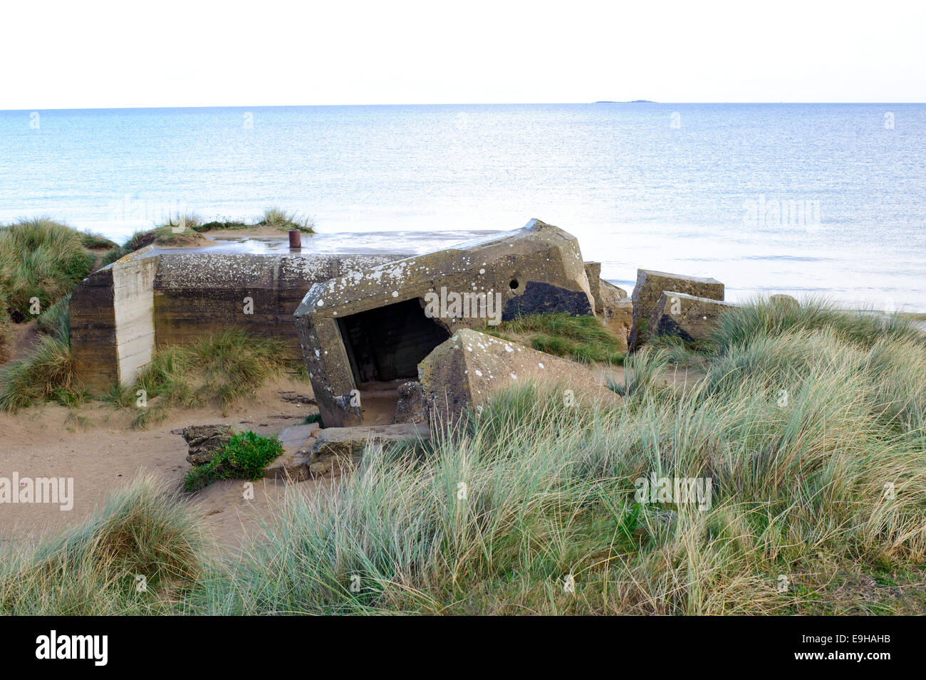Germany bunker WW2 ,Utah Beach is one of the five Landing beaches in the Normandy landings on 6 June 1944, during World War II. Stock Photo
