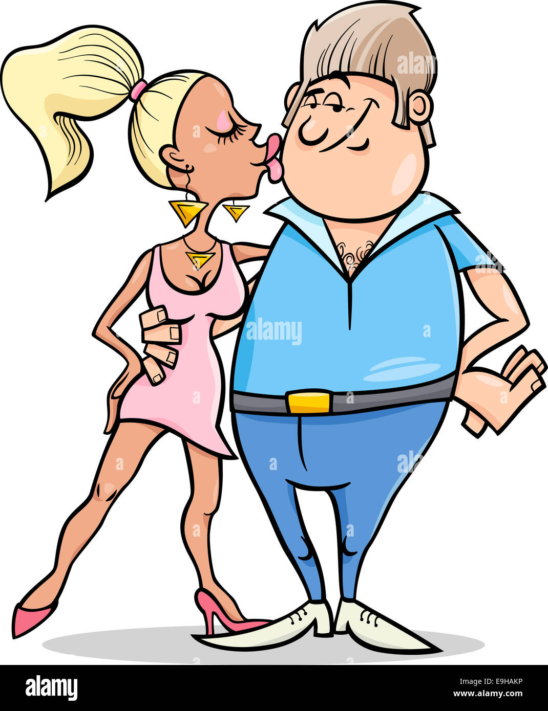 Cartoon Illustration of Eccentric Couple in Love Stock Photo