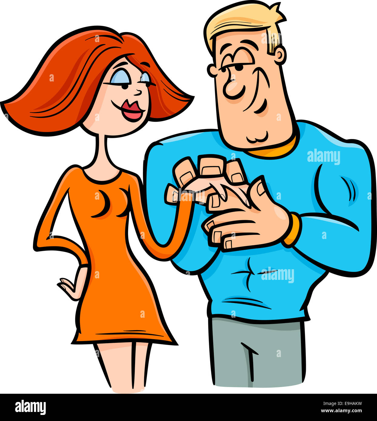 Cartoon Illustration of Funny Couple in Love Stock Photo - Alamy