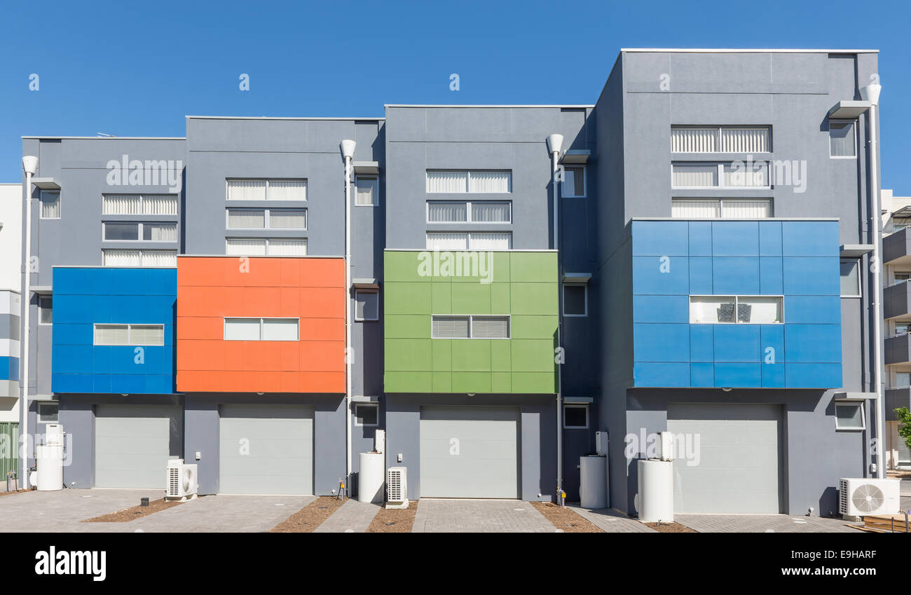 fragment of new suburban townhouse currently under construction Stock Photo