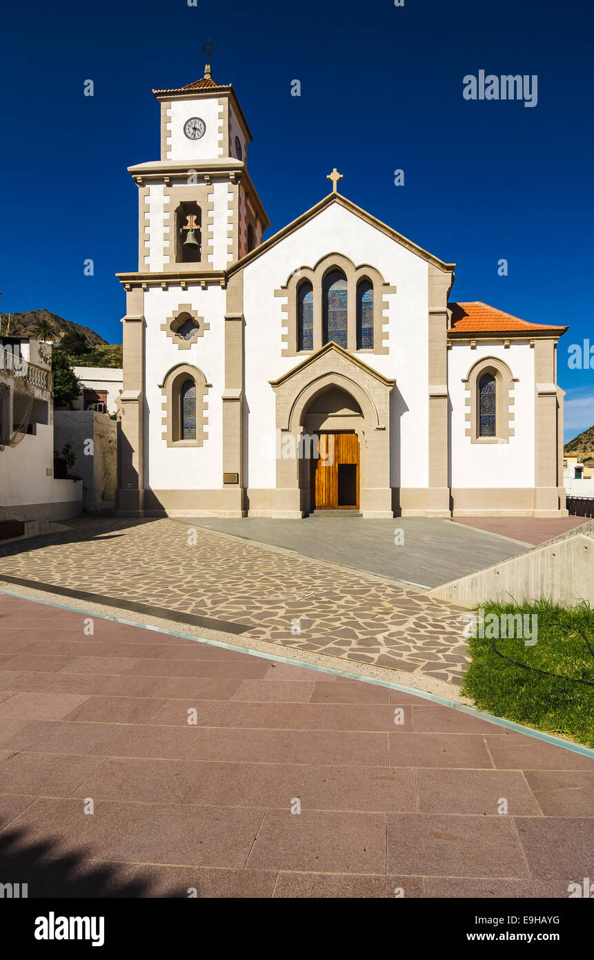 Iglesia de San Juan Bautista church, Vallehermoso, La Gomera, Canary Islands, Spain Stock Photo