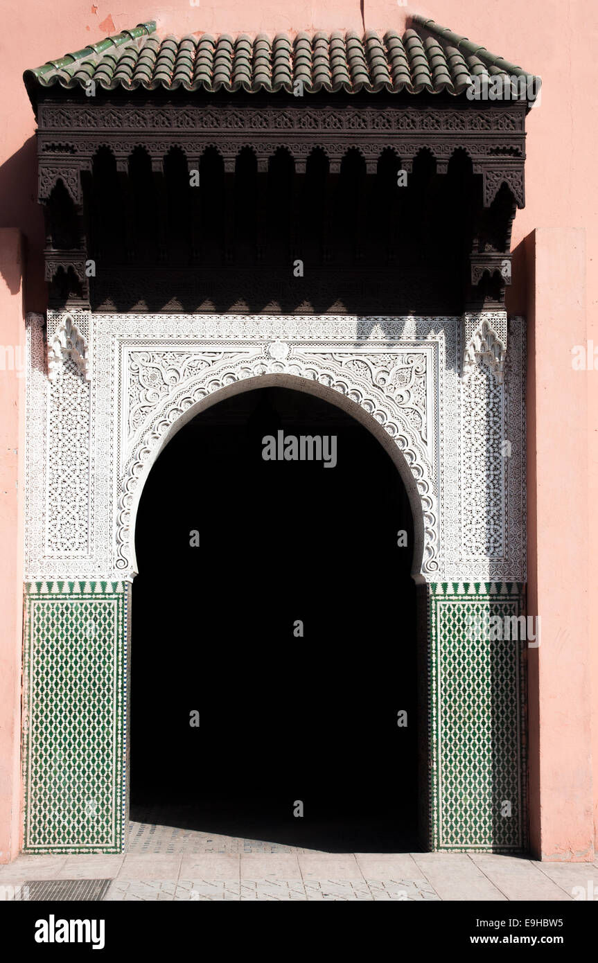 Oriental arch gate in the old town of Marrakesh, Morocco Stock Photo