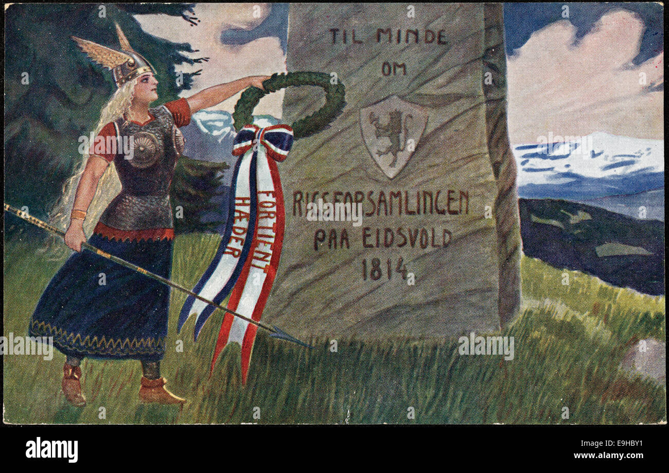 Til Minde om Rigsforsamlingen paa Eidsvold 1814, 1914 Stock Photo