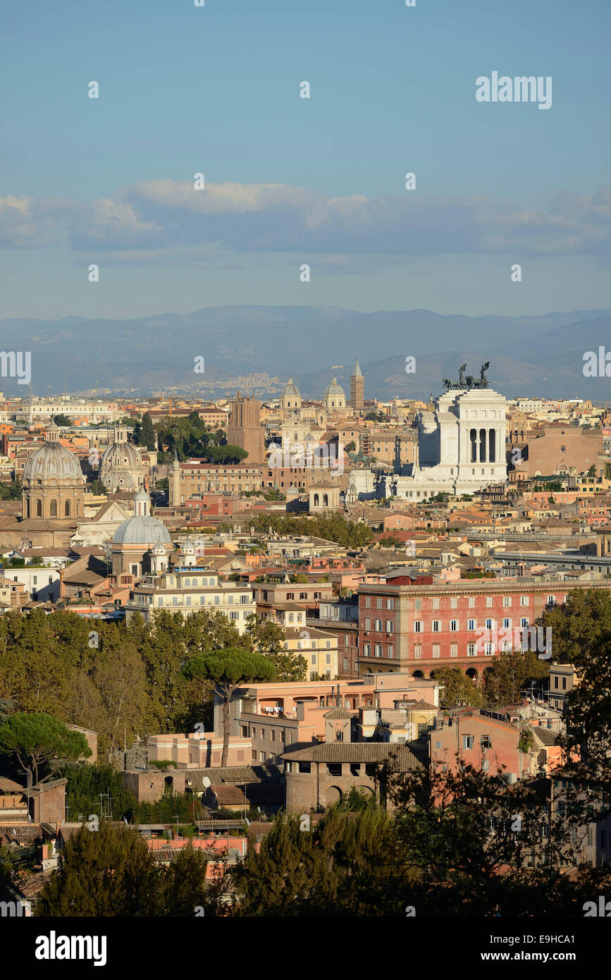 Rome. Italy. View across the city towards Piazza Venezia  from Piazza Garibaldi on the Gianicolo hill. Stock Photo