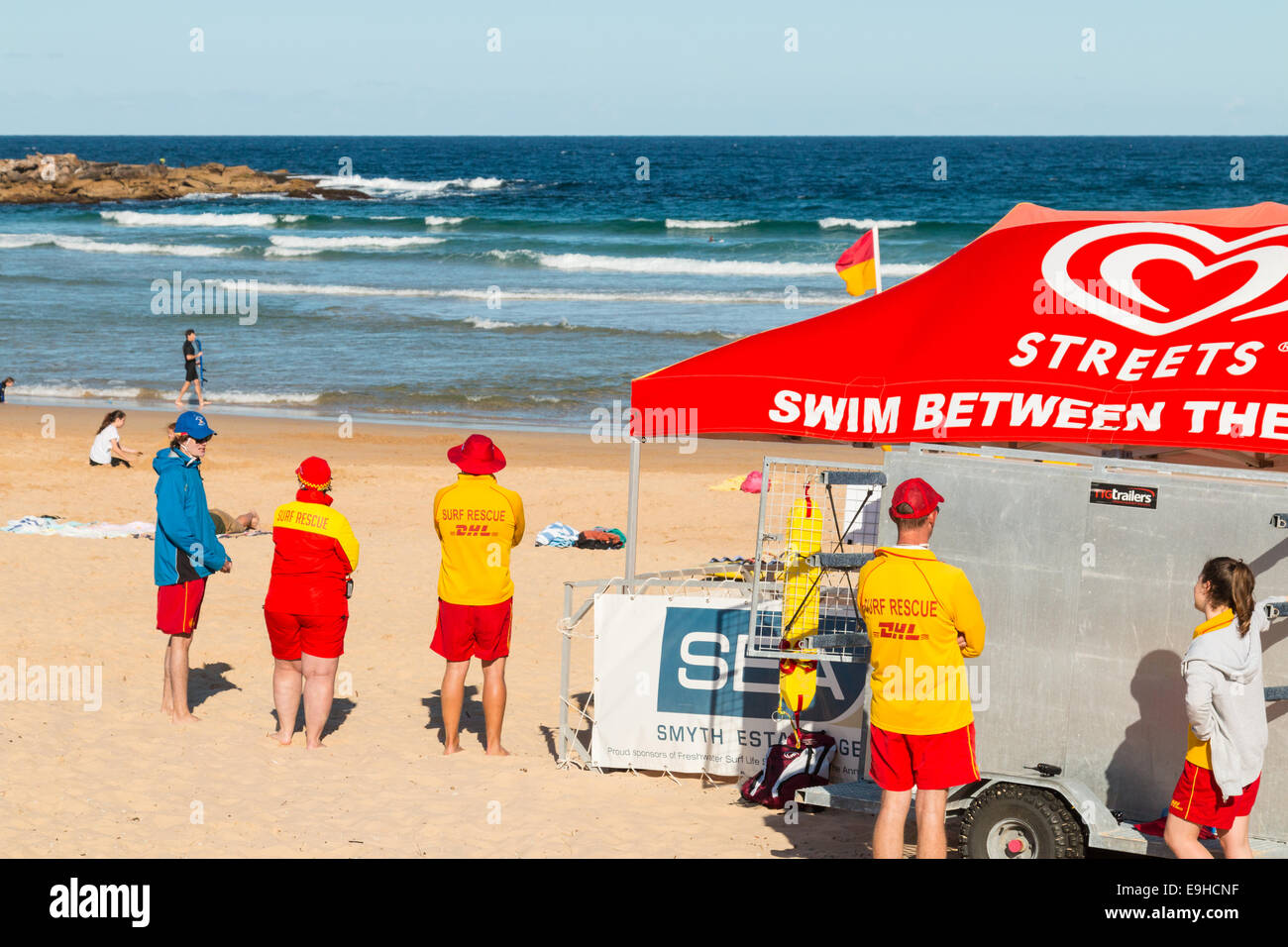 Surf life saving club lifeguards on freshwater beach,Sydney,New south