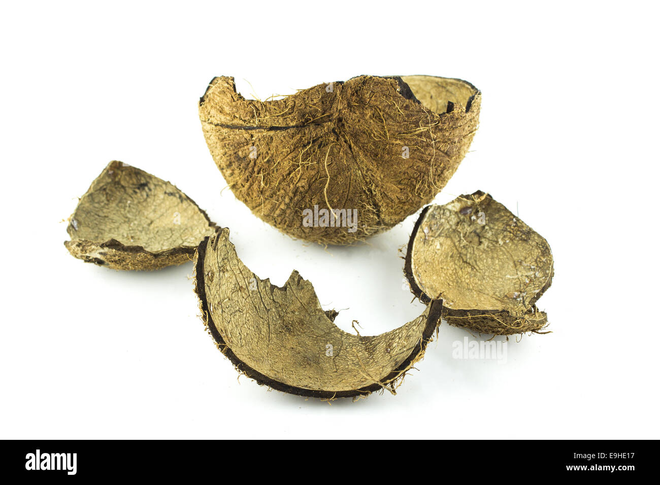 cracked coconut shell Stock Photo