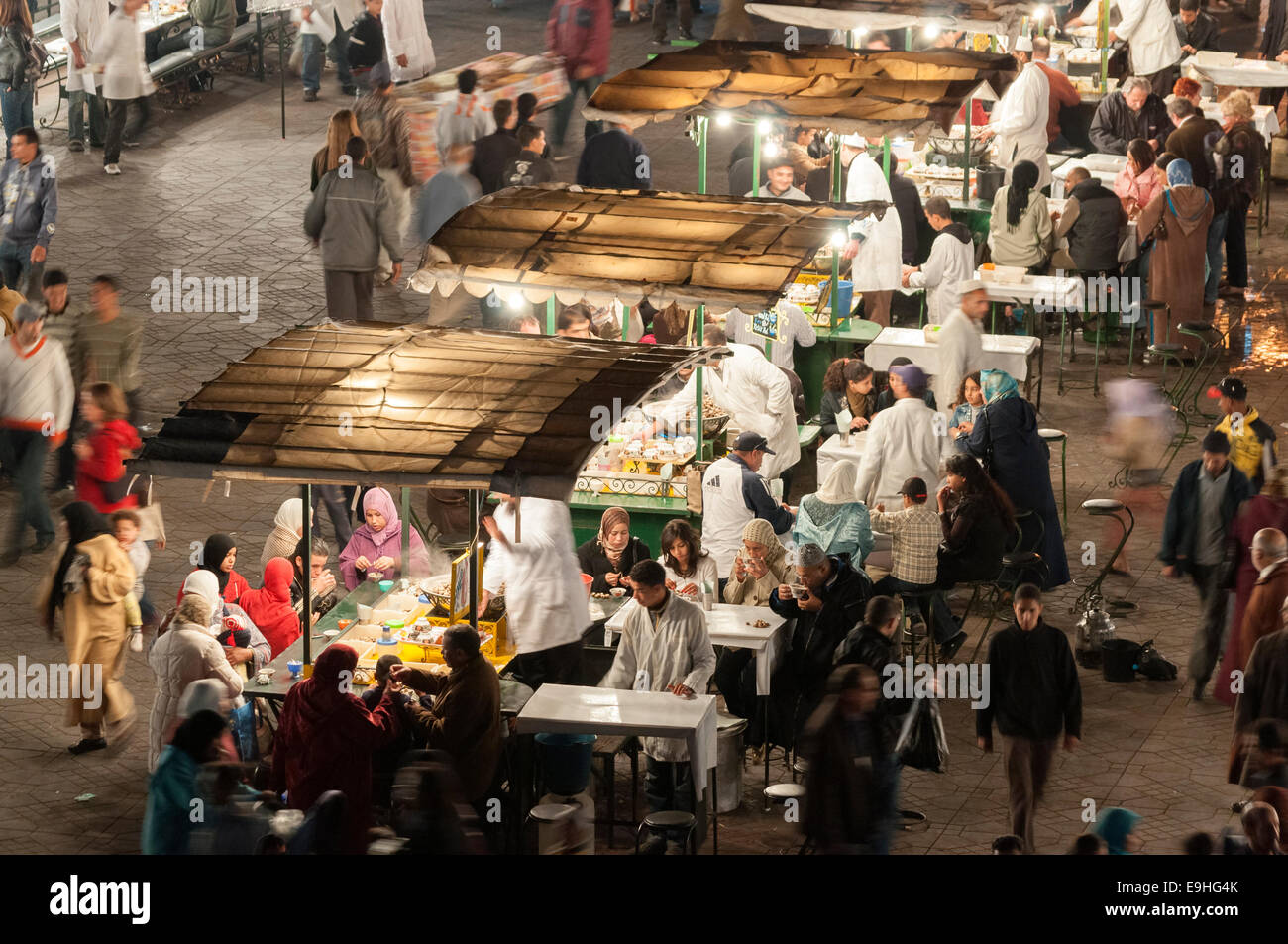 Food stands at the Jemaa el-Fnaa square in Marrakesh. November 23, 2008 in Marrakesh, Morocco Stock Photo