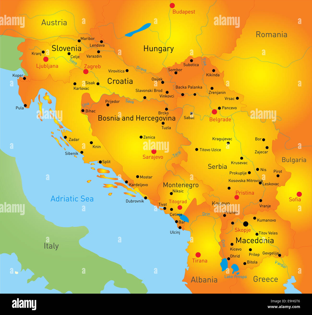 Balkan Map Stock Photo Alamy