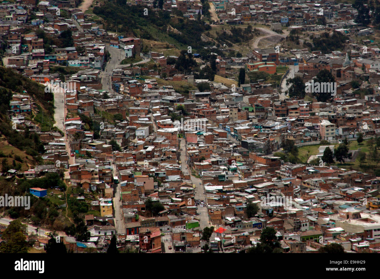 Shantytown on the edge of Bogota, Colombia Stock Photo