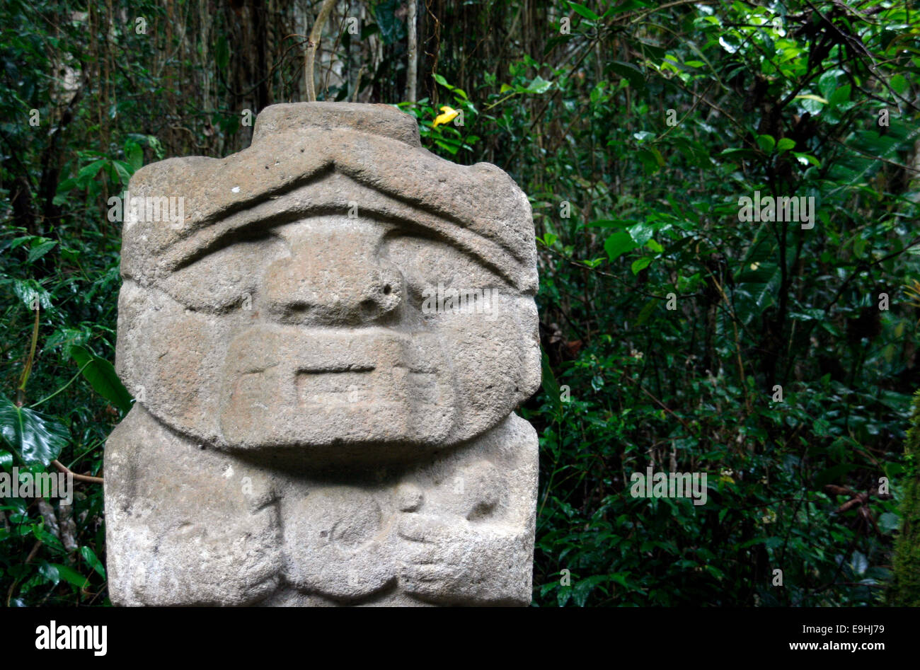 A statue in San Agustín Archaeological Park, in the Huila province of Colombia Stock Photo