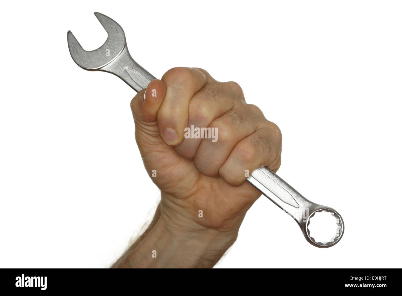 wrench in hand Stock Photo