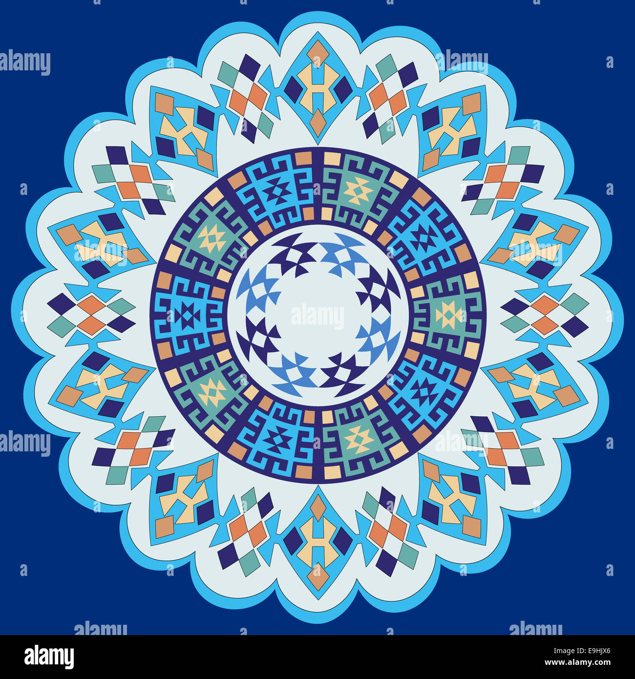 blue ottoman serial patterns seven Stock Photo - Alamy