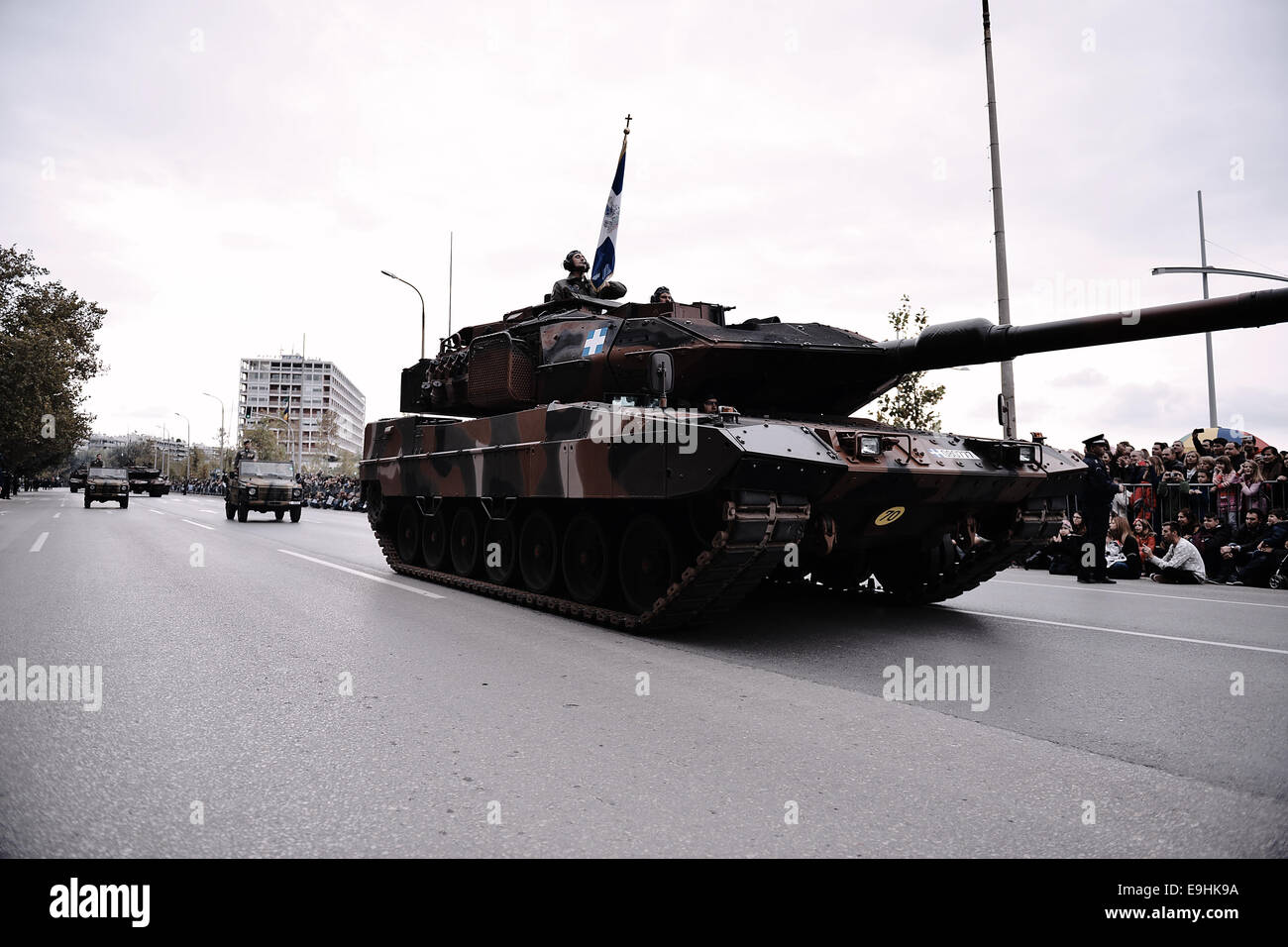 Thessaloniki, Greece. 28th October, 2014. A Leopard 2 HEL tank during the military parade that was held in Thessaloniki during the celebrations of the 28th of October anniversary, the date that Greece entered the World War II in 1940. Credit:  Giannis Papanikos/Alamy Live News Stock Photo