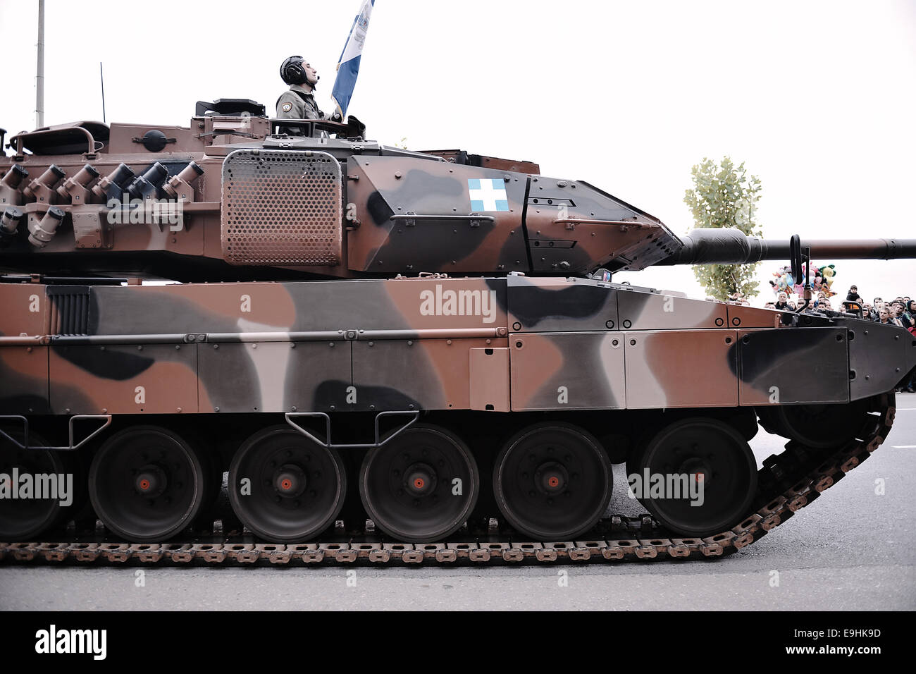 Thessaloniki, Greece. 28th October, 2014. A Leopard 2 HEL tank during the military parade that was held in Thessaloniki during the celebrations of the 28th of October anniversary, the date that Greece entered the World War II in 1940. Credit:  Giannis Papanikos/Alamy Live News Stock Photo