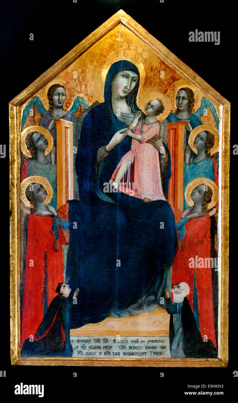 The Virgin of Majesty with six angels and donors Paci  Master of 1310 First half of the fourteenth century  Italy Italian Stock Photo