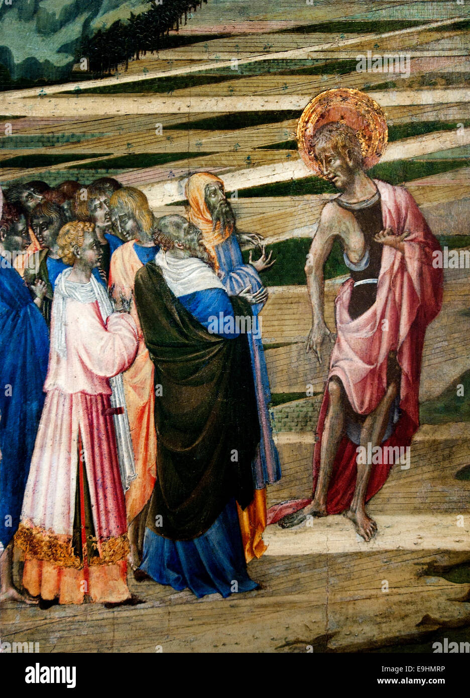 The preaching of John the Baptist by Giovanni di Paolo Siena 1420  - 1480 Siena  Italy Italian Stock Photo