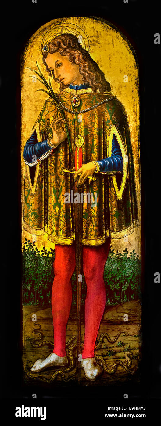 Saint Julien  by Vittore Crivelli. to 1440-1502 in the Marches. Italy Italian Stock Photo