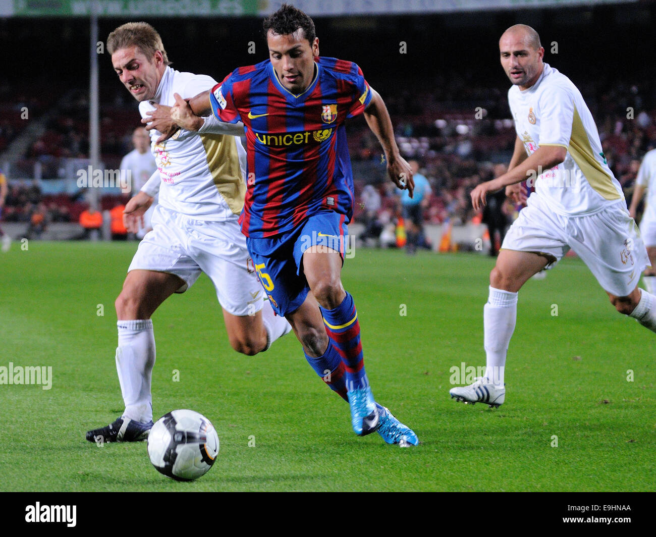 BARCELONA - NOV 10: Jeffren Suarez, F.C Barcelona player, plays against Cultural Leonesa at the Camp Nou Stadium. Stock Photo