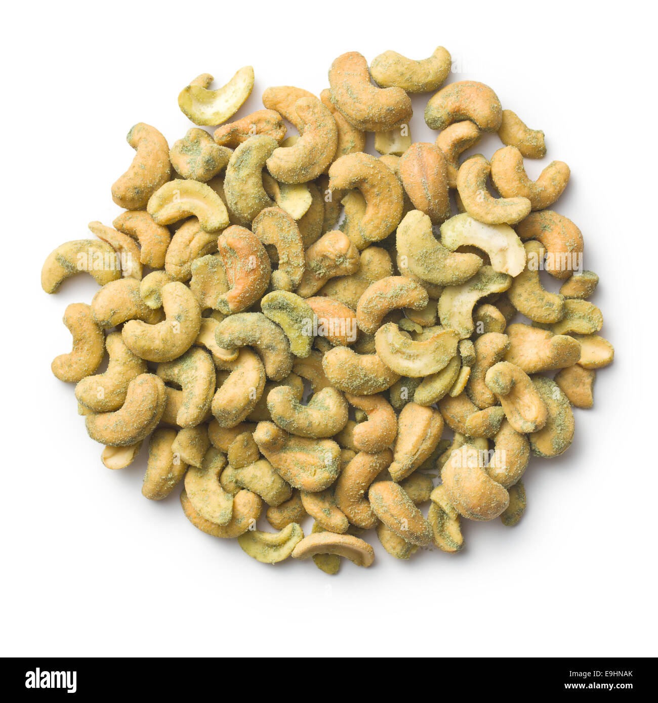 cashew nuts coated wasabi on white background Stock Photo Alamy